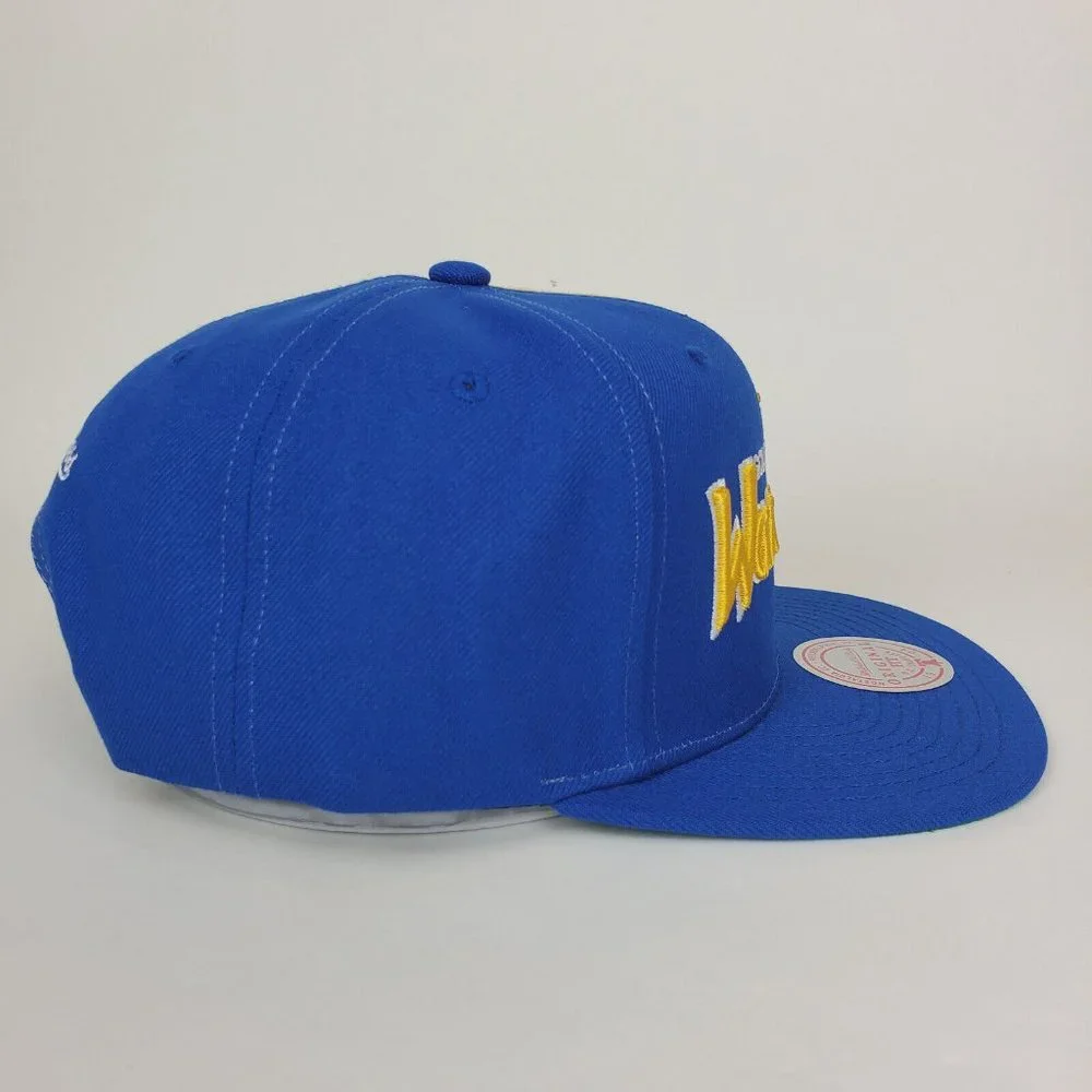 GS Warriors Mitchell & Ness NBA Snapback‎ Hat 3D Logo Blue Yellow Cap NWT